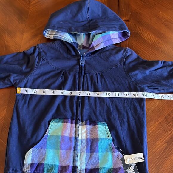 Faded Glory Girls Reversible Knit Hooded Jacket Size 7-8 Medium Lightweight - Picture 6 of 7